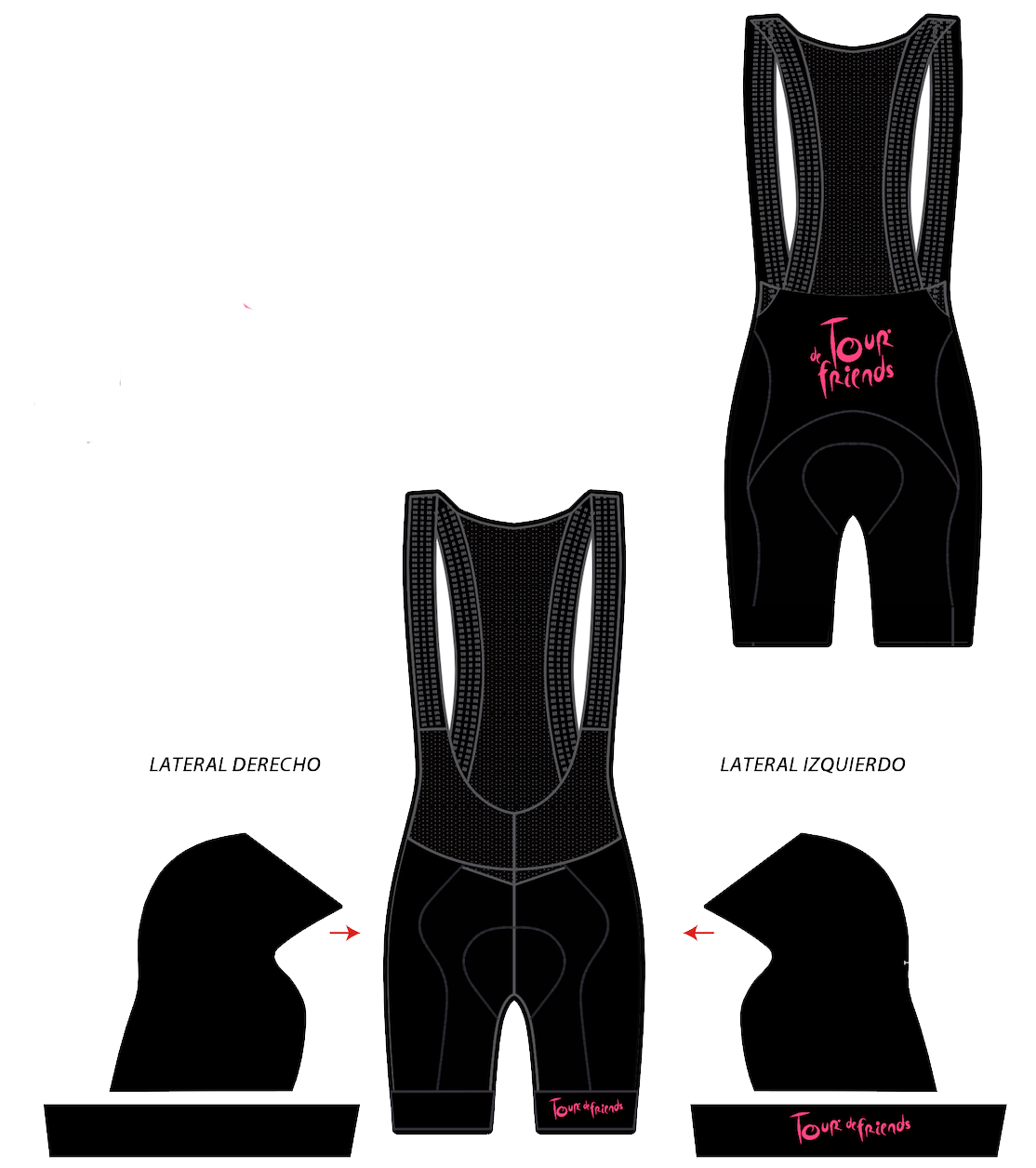 Bib Shorts Tour de Friends BLACK FLUO PINK 8135